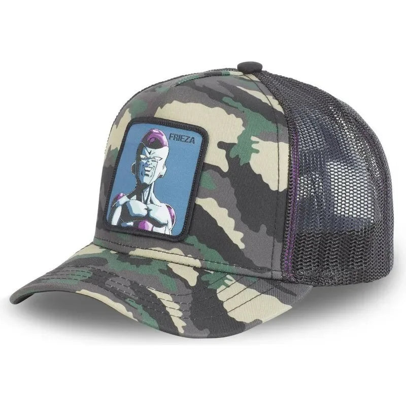 Dragon Ball Buu Goku Cap Summer Travel Peaked Cap Men'S Embroidery Hip-Hop Cap Style Sun Visor Adjustable Trucker Mesh Cap
