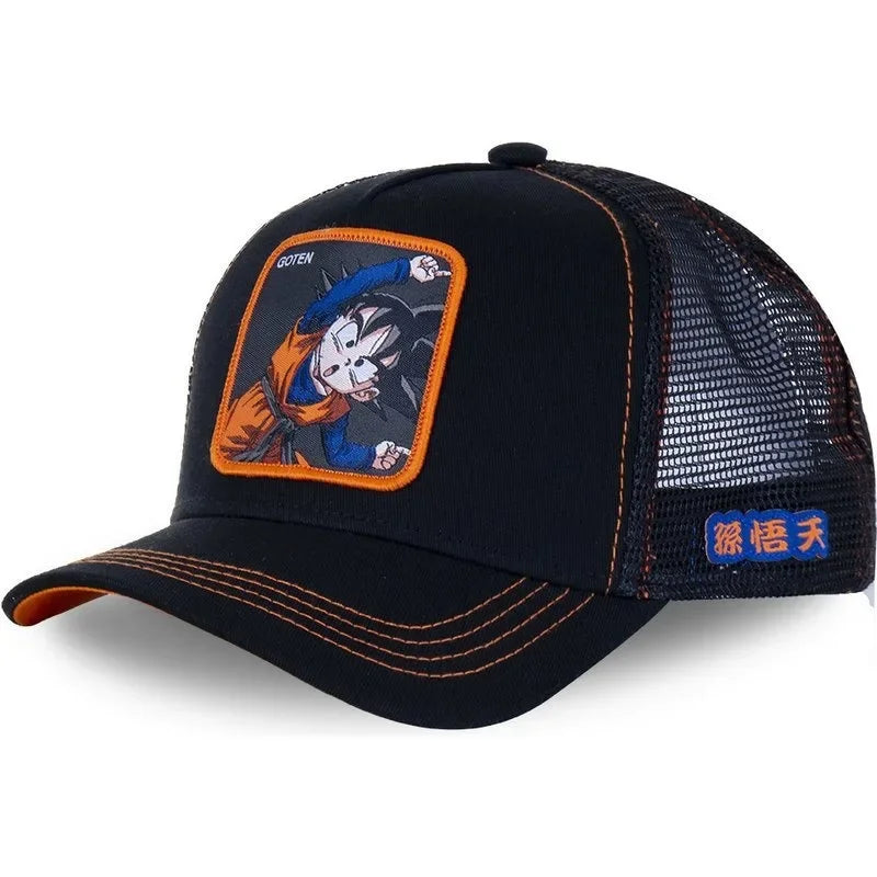 Dragon Ball Buu Goku Cap Summer Travel Peaked Cap Men'S Embroidery Hip-Hop Cap Style Sun Visor Adjustable Trucker Mesh Cap