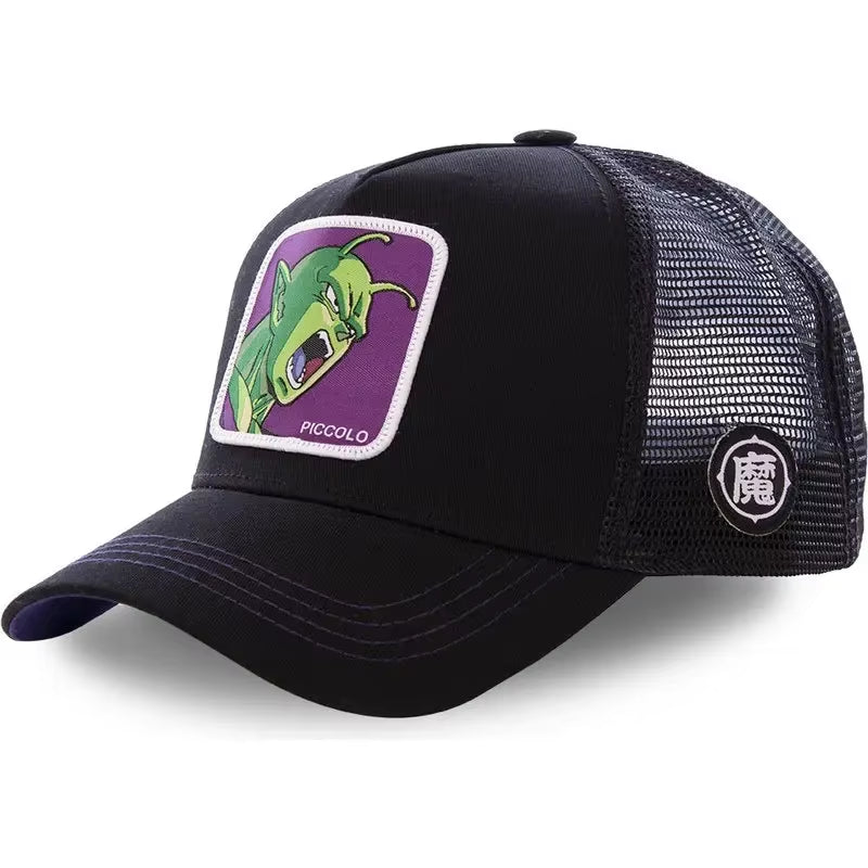 New Dragon Ball Son Goku Cap Summer Travel Peaked Cap Men'S Embroidery Hip-Hop Cap Style Sun Visor Adjustable Trucker Mesh Cap