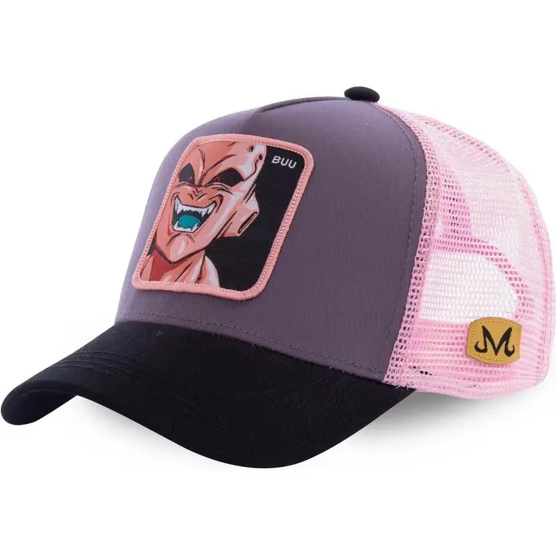 New Dragon Ball Son Goku Cap Summer Travel Peaked Cap Men'S Embroidery Hip-Hop Cap Style Sun Visor Adjustable Trucker Mesh Cap