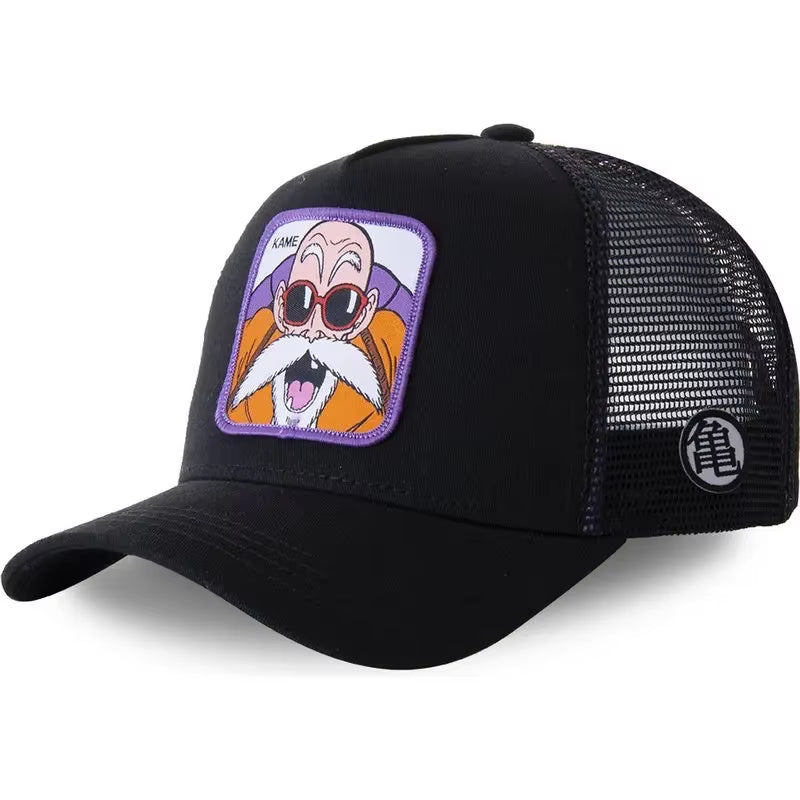 New Dragon Ball Son Goku Cap Summer Travel Peaked Cap Men'S Embroidery Hip-Hop Cap Style Sun Visor Adjustable Trucker Mesh Cap
