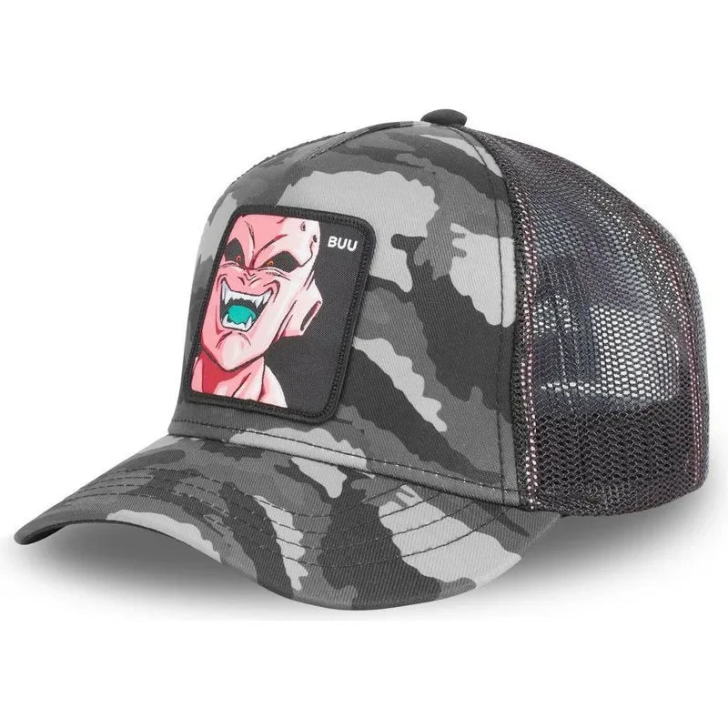 Dragon Ball Buu Goku Cap Summer Travel Peaked Cap Men'S Embroidery Hip-Hop Cap Style Sun Visor Adjustable Trucker Mesh Cap