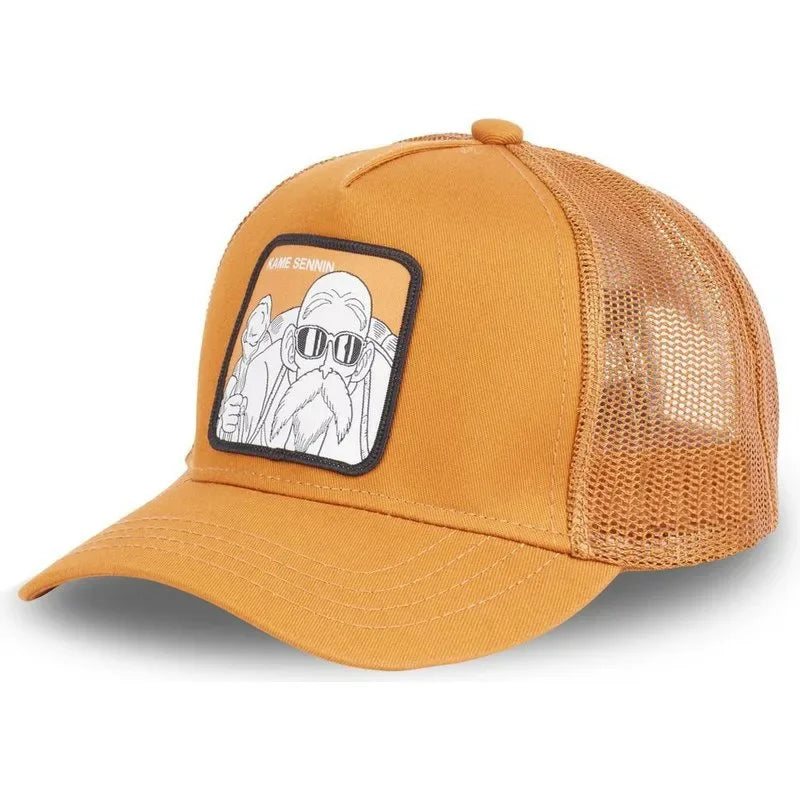 Dragon Ball Buu Goku Cap Summer Travel Peaked Cap Men'S Embroidery Hip-Hop Cap Style Sun Visor Adjustable Trucker Mesh Cap