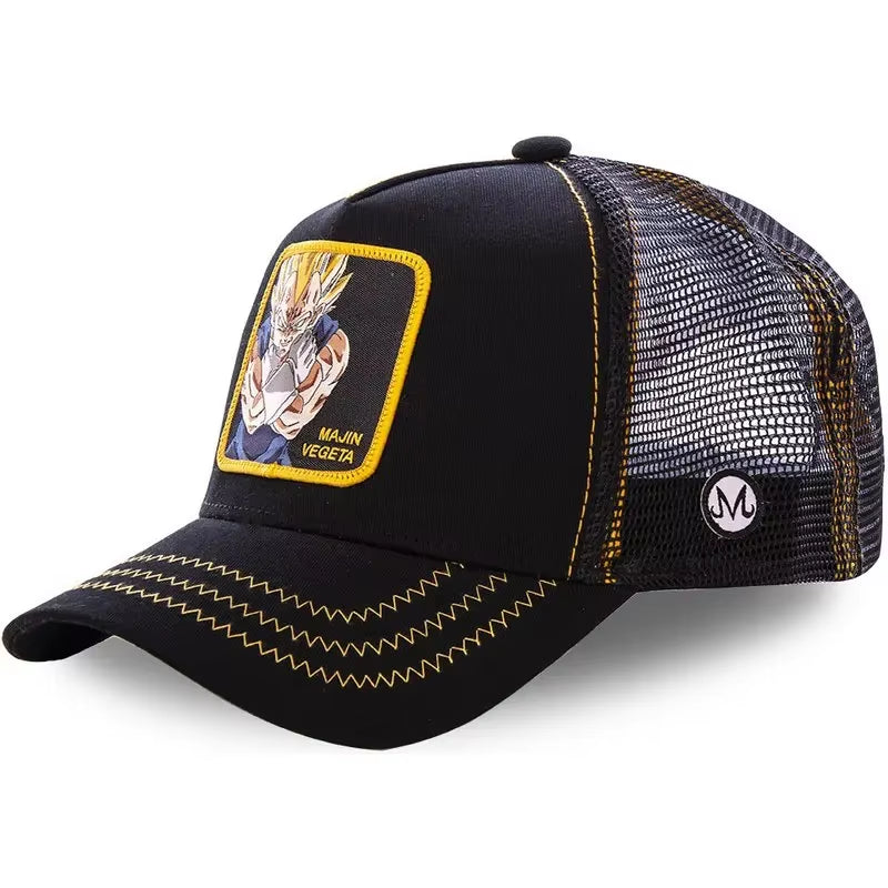 New Dragon Ball Son Goku Cap Summer Travel Peaked Cap Men'S Embroidery Hip-Hop Cap Style Sun Visor Adjustable Trucker Mesh Cap