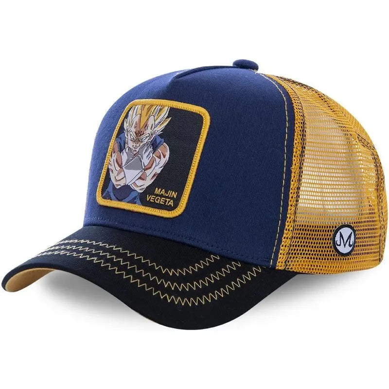 Dragon Ball Buu Goku Cap Summer Travel Peaked Cap Men'S Embroidery Hip-Hop Cap Style Sun Visor Adjustable Trucker Mesh Cap