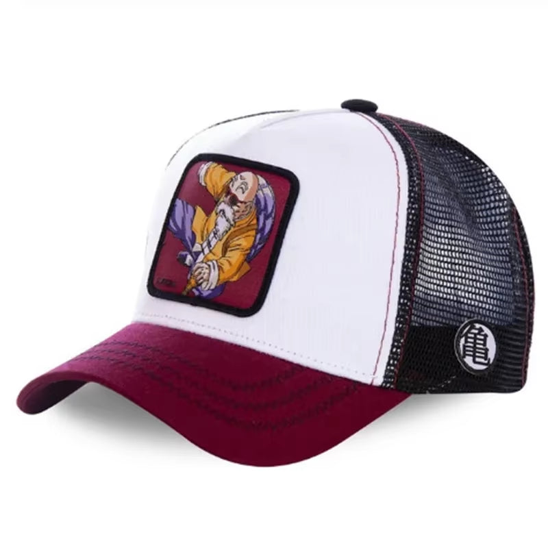 New Dragon Ball Son Goku Cap Summer Travel Peaked Cap Men'S Embroidery Hip-Hop Cap Style Sun Visor Adjustable Trucker Mesh Cap