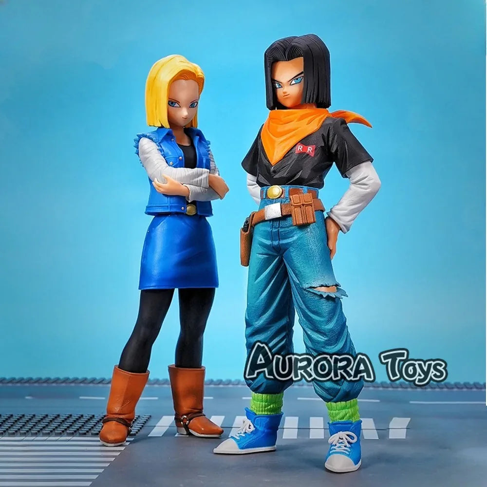 9.44In/24Cm Anime Dragon Ball Z Figure Android 18 and Android 17 PVC Action Figures Collection Model Toys Gifts