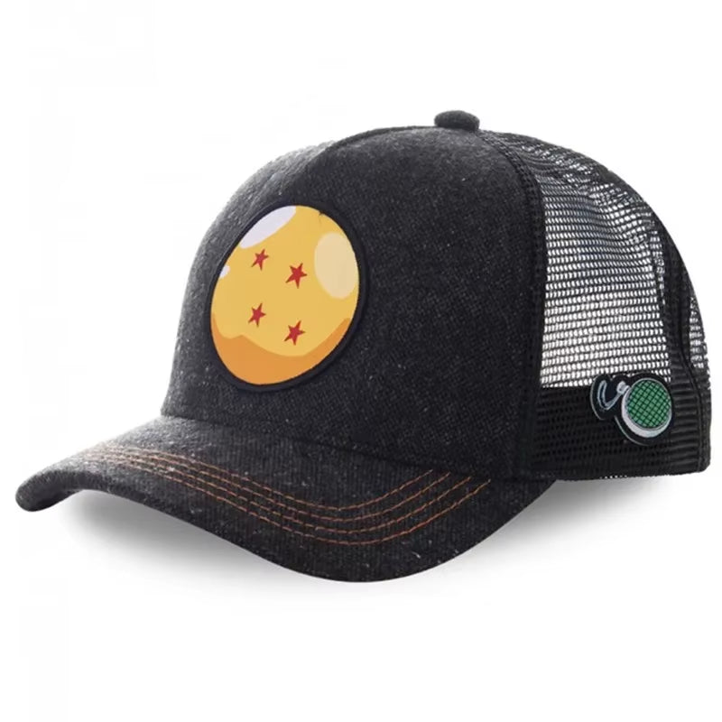 New Dragon Ball Son Goku Cap Summer Travel Peaked Cap Men'S Embroidery Hip-Hop Cap Style Sun Visor Adjustable Trucker Mesh Cap