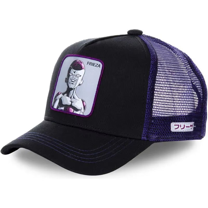 New Dragon Ball Son Goku Cap Summer Travel Peaked Cap Men'S Embroidery Hip-Hop Cap Style Sun Visor Adjustable Trucker Mesh Cap