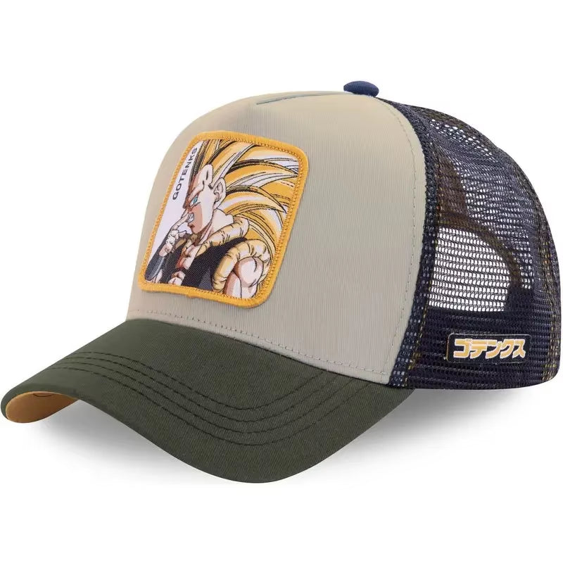 New Dragon Ball Son Goku Cap Summer Travel Peaked Cap Men'S Embroidery Hip-Hop Cap Style Sun Visor Adjustable Trucker Mesh Cap