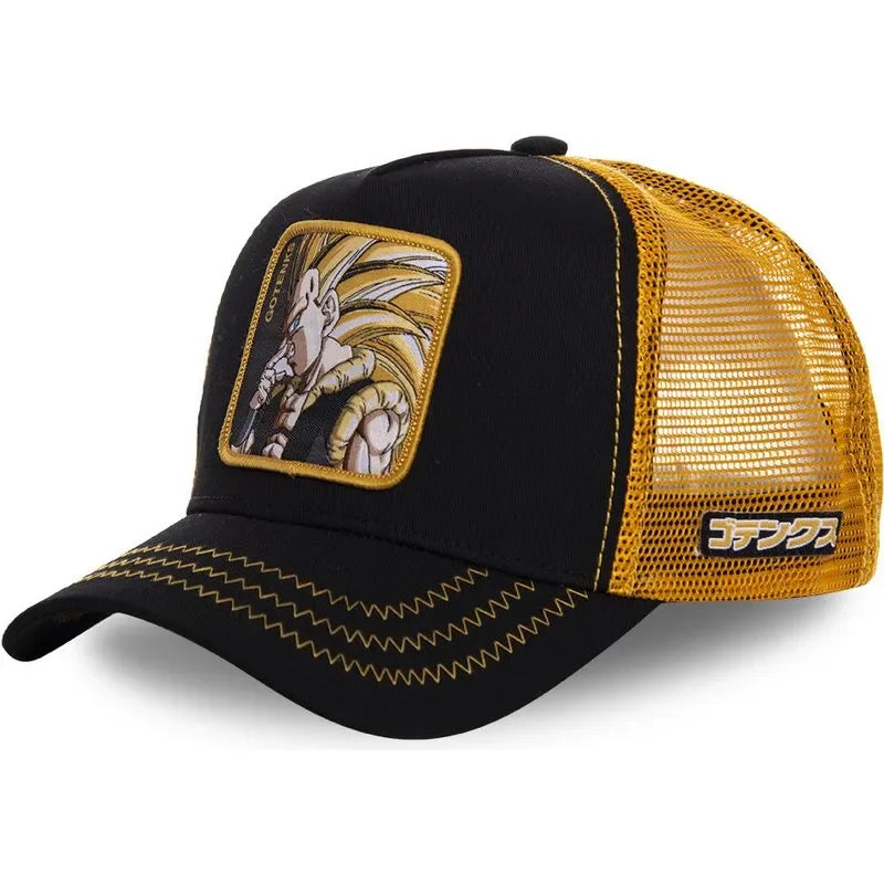 Dragon Ball Buu Goku Cap Summer Travel Peaked Cap Men'S Embroidery Hip-Hop Cap Style Sun Visor Adjustable Trucker Mesh Cap