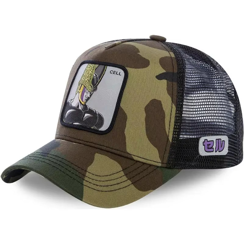 New Dragon Ball Son Goku Cap Summer Travel Peaked Cap Men'S Embroidery Hip-Hop Cap Style Sun Visor Adjustable Trucker Mesh Cap