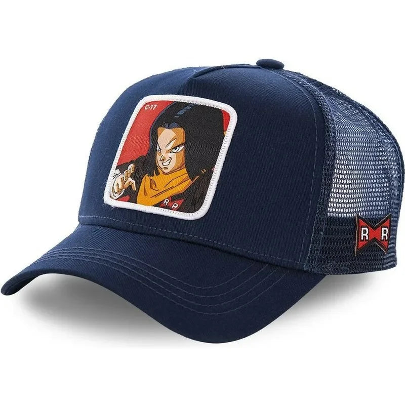 Dragon Ball Buu Goku Cap Summer Travel Peaked Cap Men'S Embroidery Hip-Hop Cap Style Sun Visor Adjustable Trucker Mesh Cap
