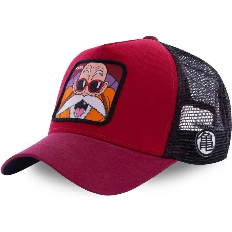 Dragon Ball Buu Goku Cap Summer Travel Peaked Cap Men'S Embroidery Hip-Hop Cap Style Sun Visor Adjustable Trucker Mesh Cap