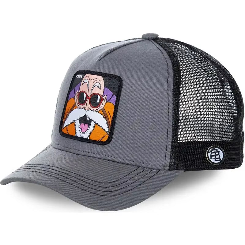 New Dragon Ball Son Goku Cap Summer Travel Peaked Cap Men'S Embroidery Hip-Hop Cap Style Sun Visor Adjustable Trucker Mesh Cap