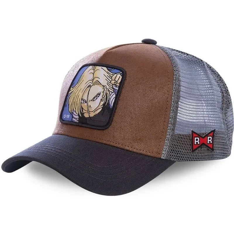 Dragon Ball Buu Goku Cap Summer Travel Peaked Cap Men'S Embroidery Hip-Hop Cap Style Sun Visor Adjustable Trucker Mesh Cap