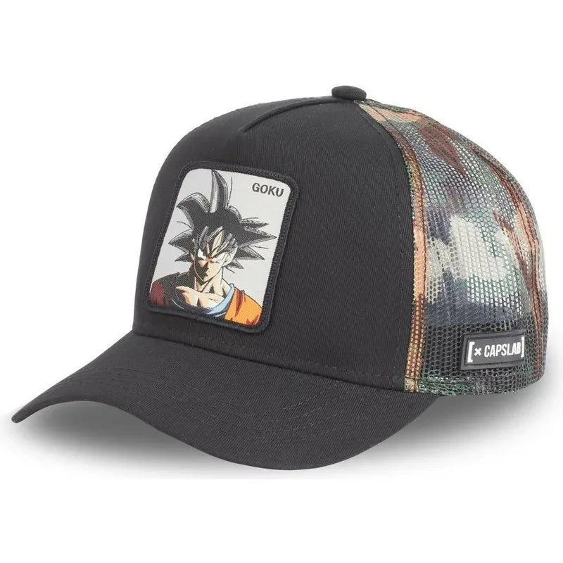 Dragon Ball Buu Goku Cap Summer Travel Peaked Cap Men'S Embroidery Hip-Hop Cap Style Sun Visor Adjustable Trucker Mesh Cap