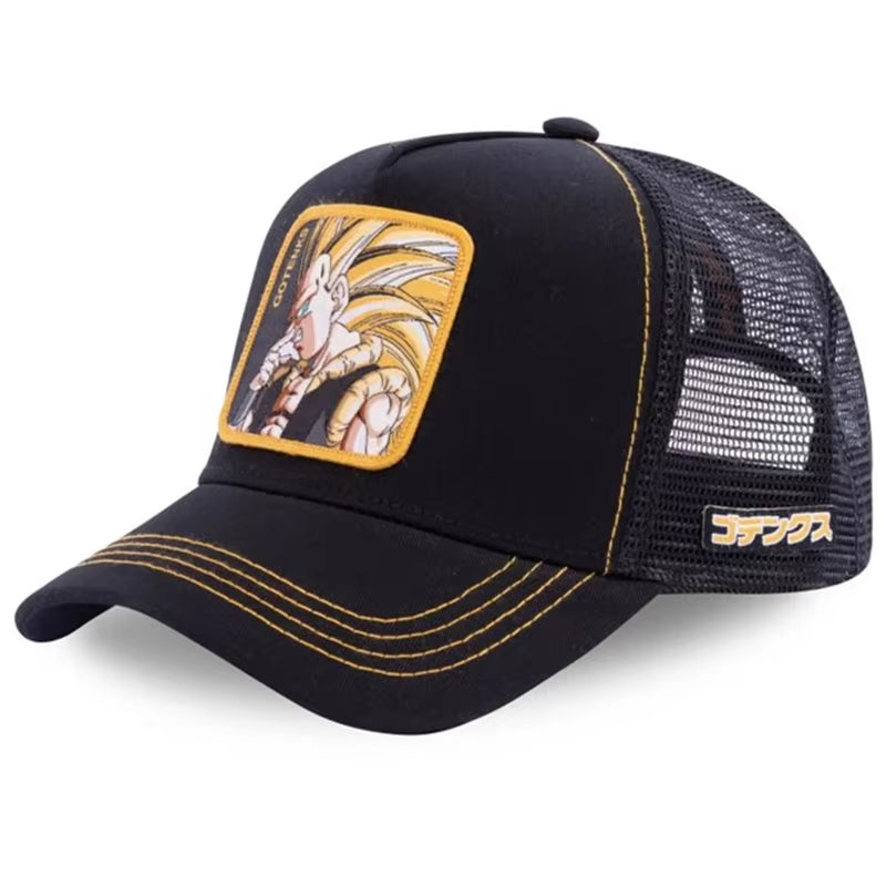 New Dragon Ball Son Goku Cap Summer Travel Peaked Cap Men'S Embroidery Hip-Hop Cap Style Sun Visor Adjustable Trucker Mesh Cap