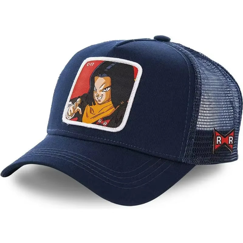 New Dragon Ball Son Goku Cap Summer Travel Peaked Cap Men'S Embroidery Hip-Hop Cap Style Sun Visor Adjustable Trucker Mesh Cap