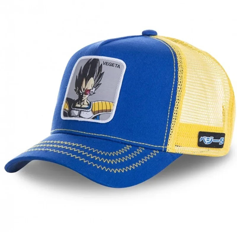 Dragon Ball Buu Goku Cap Summer Travel Peaked Cap Men'S Embroidery Hip-Hop Cap Style Sun Visor Adjustable Trucker Mesh Cap
