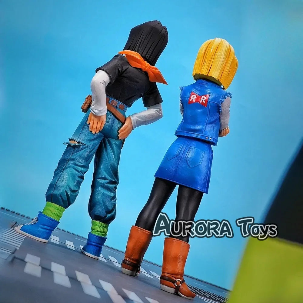 9.44In/24Cm Anime Dragon Ball Z Figure Android 18 and Android 17 PVC Action Figures Collection Model Toys Gifts