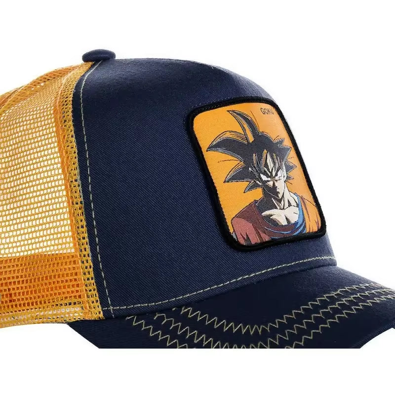 New Dragon Ball Son Goku Cap Summer Travel Peaked Cap Men'S Embroidery Hip-Hop Cap Style Sun Visor Adjustable Trucker Mesh Cap