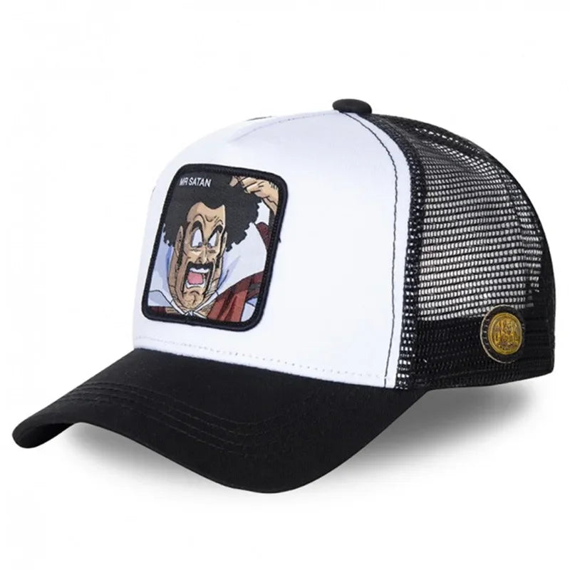 Dragon Ball Buu Goku Cap Summer Travel Peaked Cap Men'S Embroidery Hip-Hop Cap Style Sun Visor Adjustable Trucker Mesh Cap