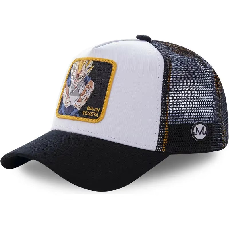New Dragon Ball Son Goku Cap Summer Travel Peaked Cap Men'S Embroidery Hip-Hop Cap Style Sun Visor Adjustable Trucker Mesh Cap