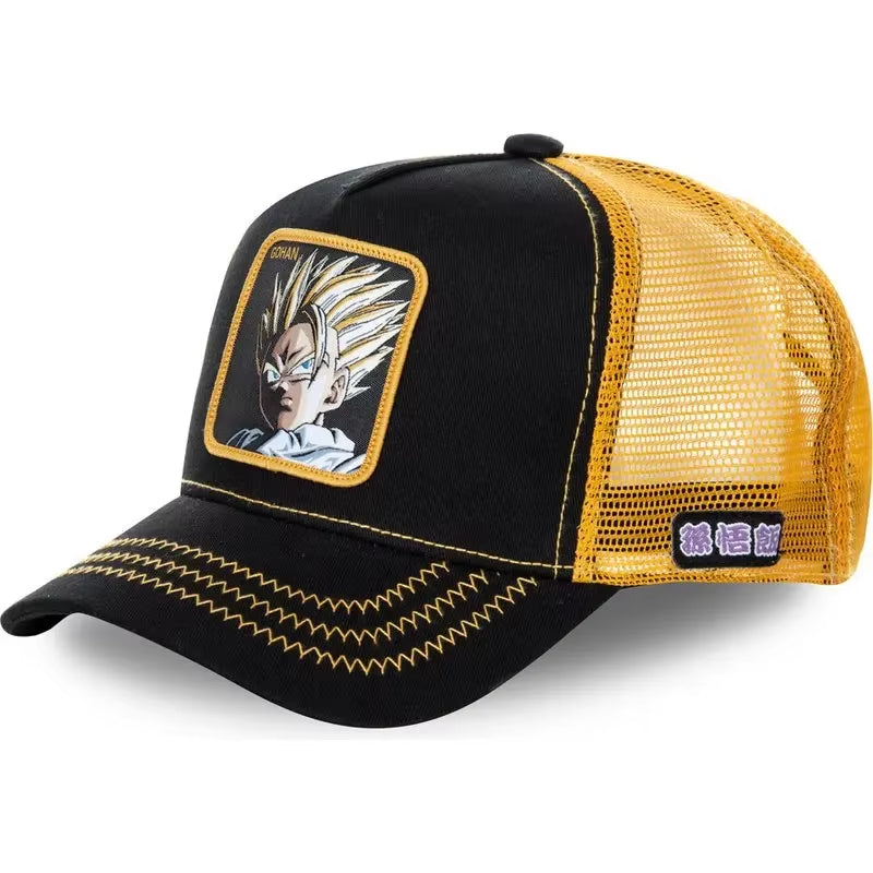 New Dragon Ball Son Goku Cap Summer Travel Peaked Cap Men'S Embroidery Hip-Hop Cap Style Sun Visor Adjustable Trucker Mesh Cap