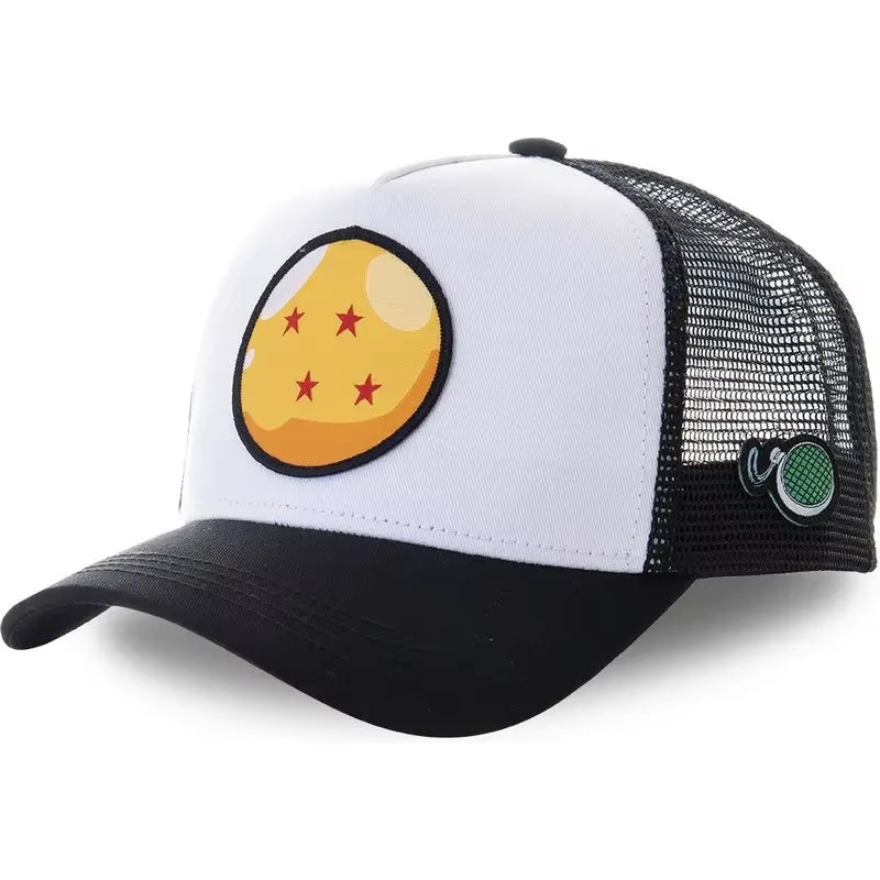 New Dragon Ball Son Goku Cap Summer Travel Peaked Cap Men'S Embroidery Hip-Hop Cap Style Sun Visor Adjustable Trucker Mesh Cap