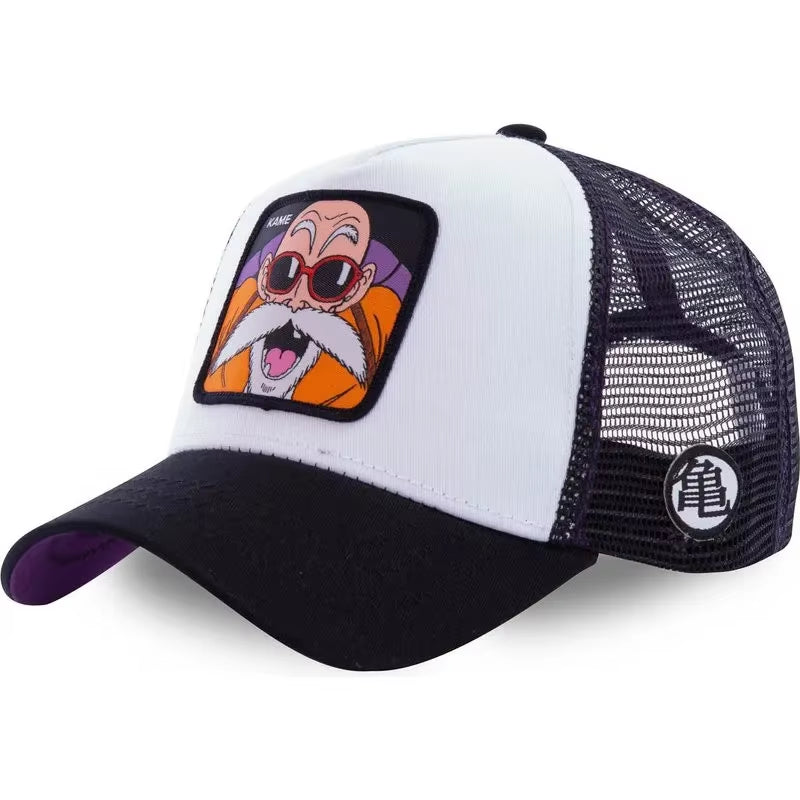 New Dragon Ball Son Goku Cap Summer Travel Peaked Cap Men'S Embroidery Hip-Hop Cap Style Sun Visor Adjustable Trucker Mesh Cap