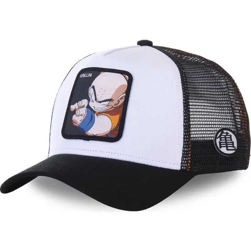 New Dragon Ball Son Goku Cap Summer Travel Peaked Cap Men'S Embroidery Hip-Hop Cap Style Sun Visor Adjustable Trucker Mesh Cap
