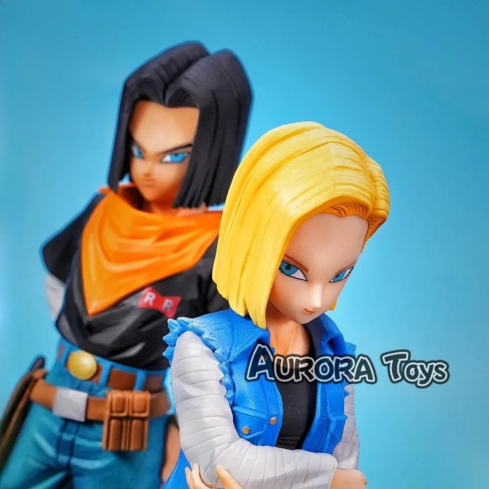 9.44In/24Cm Anime Dragon Ball Z Figure Android 18 and Android 17 PVC Action Figures Collection Model Toys Gifts