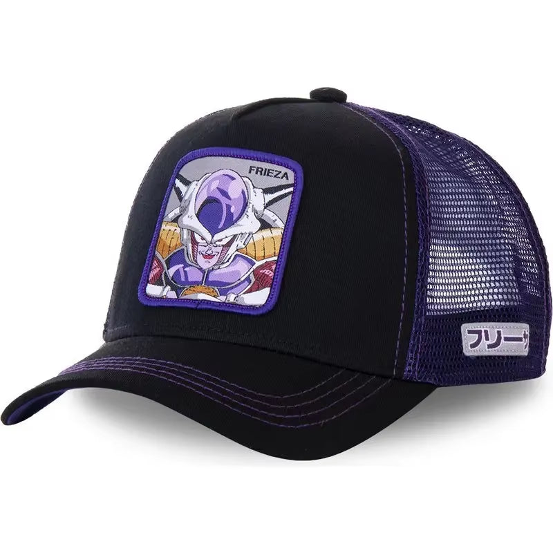 New Dragon Ball Son Goku Cap Summer Travel Peaked Cap Men'S Embroidery Hip-Hop Cap Style Sun Visor Adjustable Trucker Mesh Cap