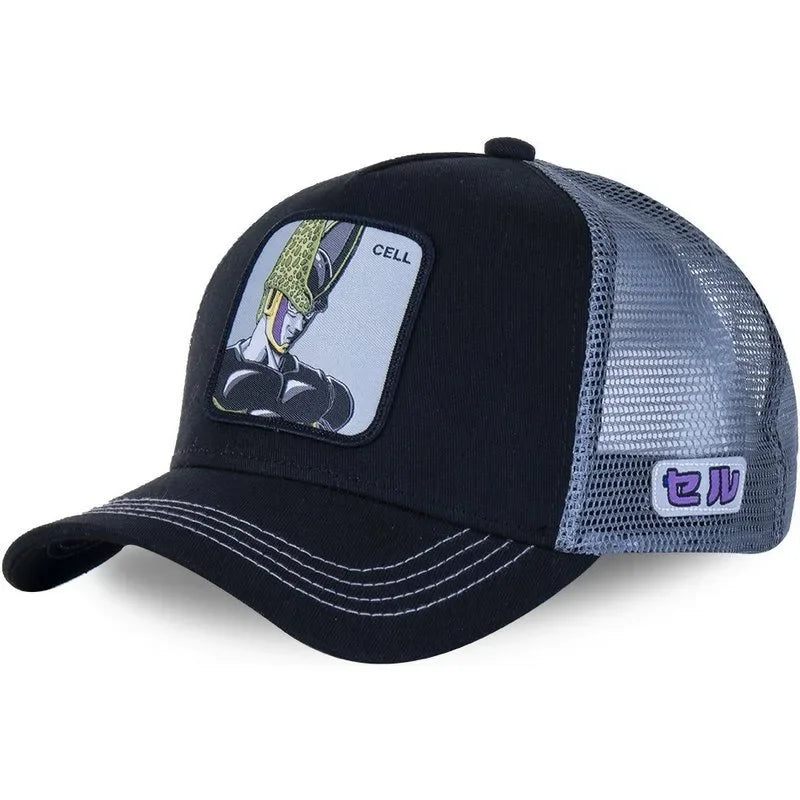 Dragon Ball Buu Goku Cap Summer Travel Peaked Cap Men'S Embroidery Hip-Hop Cap Style Sun Visor Adjustable Trucker Mesh Cap