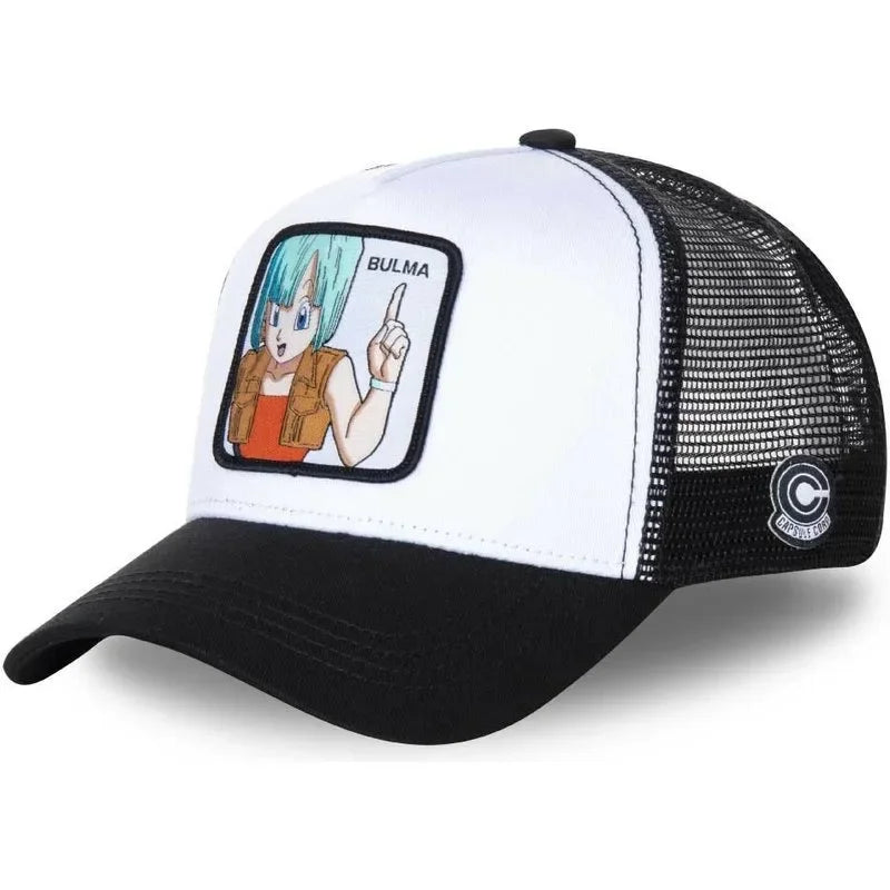 Dragon Ball Buu Goku Cap Summer Travel Peaked Cap Men'S Embroidery Hip-Hop Cap Style Sun Visor Adjustable Trucker Mesh Cap