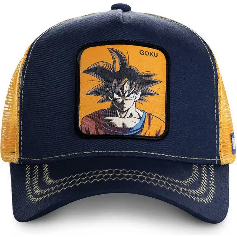 New Dragon Ball Son Goku Cap Summer Travel Peaked Cap Men'S Embroidery Hip-Hop Cap Style Sun Visor Adjustable Trucker Mesh Cap