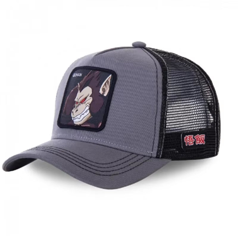 New Dragon Ball Son Goku Cap Summer Travel Peaked Cap Men'S Embroidery Hip-Hop Cap Style Sun Visor Adjustable Trucker Mesh Cap