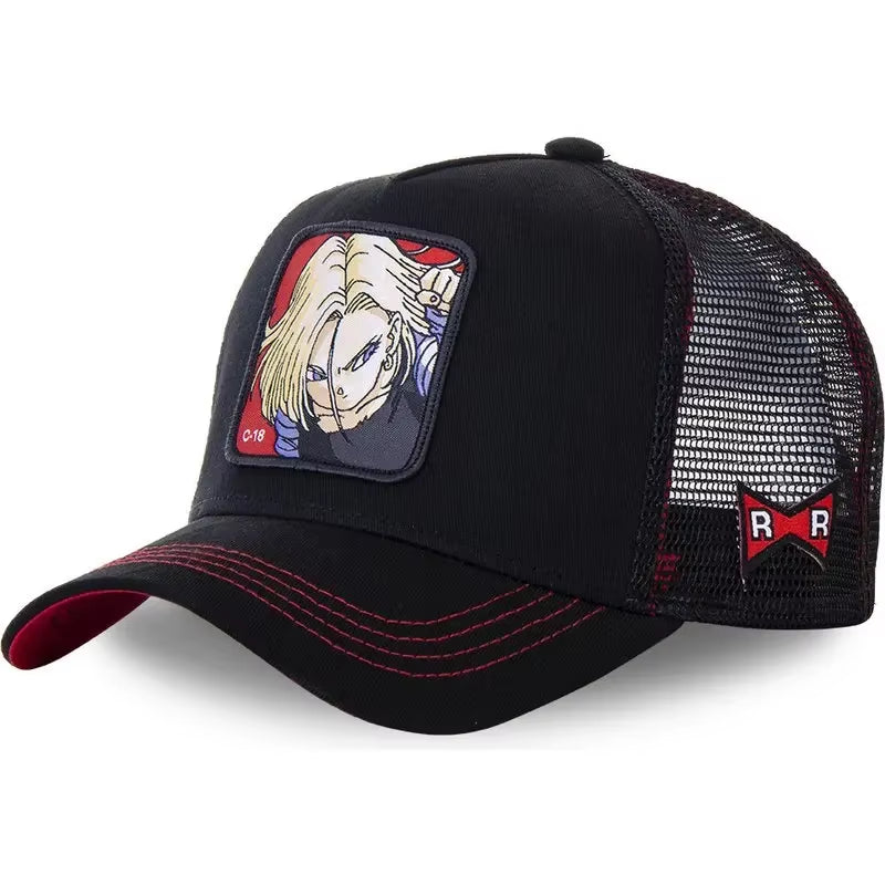 New Dragon Ball Son Goku Cap Summer Travel Peaked Cap Men'S Embroidery Hip-Hop Cap Style Sun Visor Adjustable Trucker Mesh Cap