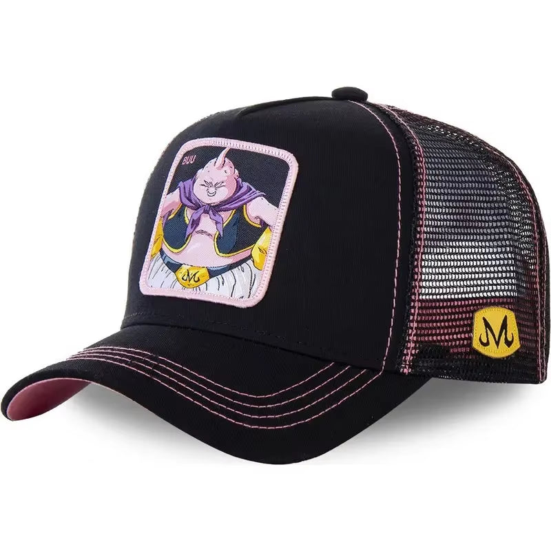 New Dragon Ball Son Goku Cap Summer Travel Peaked Cap Men'S Embroidery Hip-Hop Cap Style Sun Visor Adjustable Trucker Mesh Cap