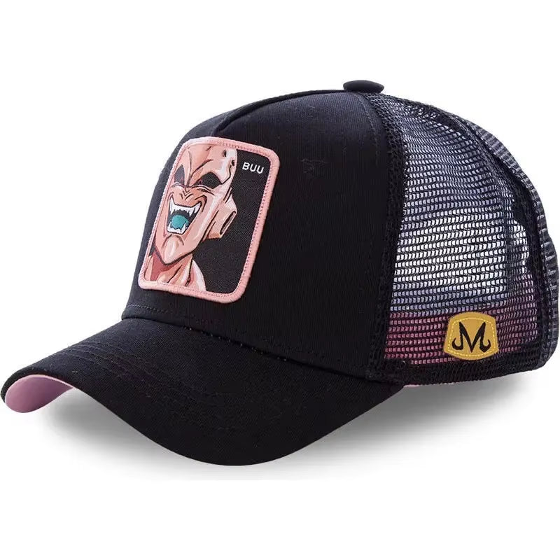 New Dragon Ball Son Goku Cap Summer Travel Peaked Cap Men'S Embroidery Hip-Hop Cap Style Sun Visor Adjustable Trucker Mesh Cap