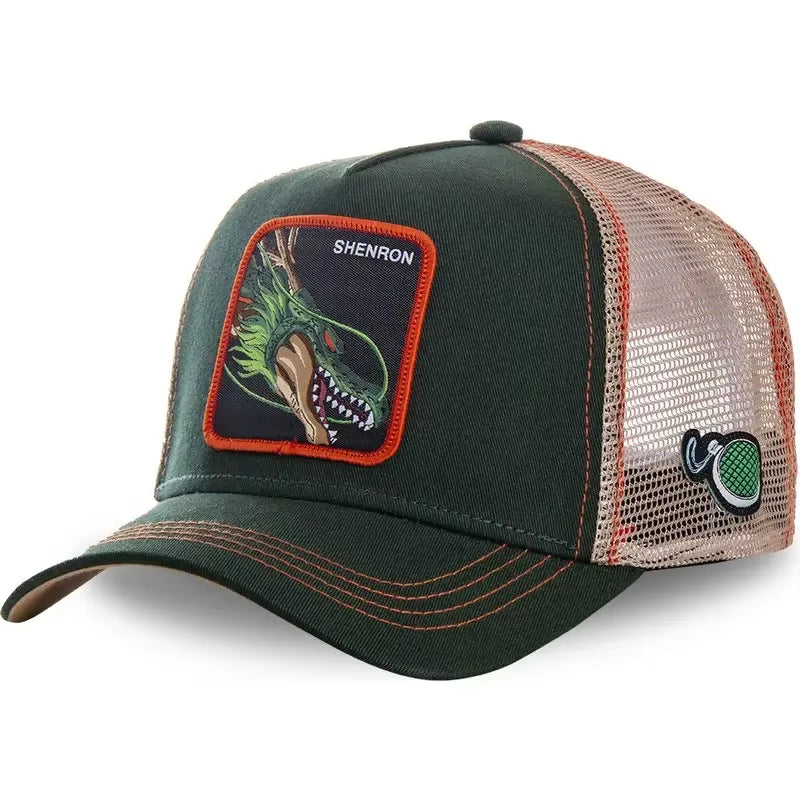 New Dragon Ball Son Goku Cap Summer Travel Peaked Cap Men'S Embroidery Hip-Hop Cap Style Sun Visor Adjustable Trucker Mesh Cap