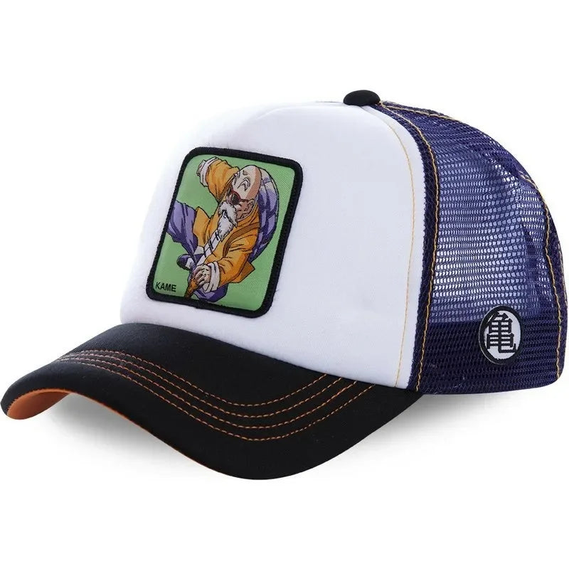 Dragon Ball Buu Goku Cap Summer Travel Peaked Cap Men'S Embroidery Hip-Hop Cap Style Sun Visor Adjustable Trucker Mesh Cap
