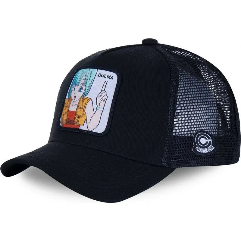 Dragon Ball Buu Goku Cap Summer Travel Peaked Cap Men'S Embroidery Hip-Hop Cap Style Sun Visor Adjustable Trucker Mesh Cap