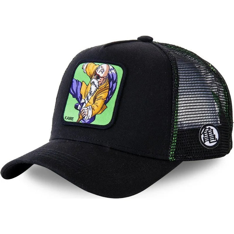 Dragon Ball Buu Goku Cap Summer Travel Peaked Cap Men'S Embroidery Hip-Hop Cap Style Sun Visor Adjustable Trucker Mesh Cap