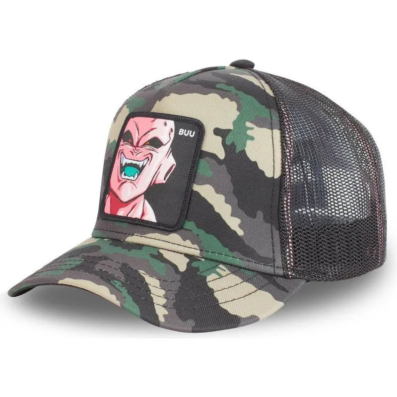 Dragon Ball Buu Goku Cap Summer Travel Peaked Cap Men'S Embroidery Hip-Hop Cap Style Sun Visor Adjustable Trucker Mesh Cap